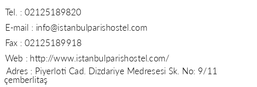 stanbul Paris Hotel telefon numaralar, faks, e-mail, posta adresi ve iletiim bilgileri